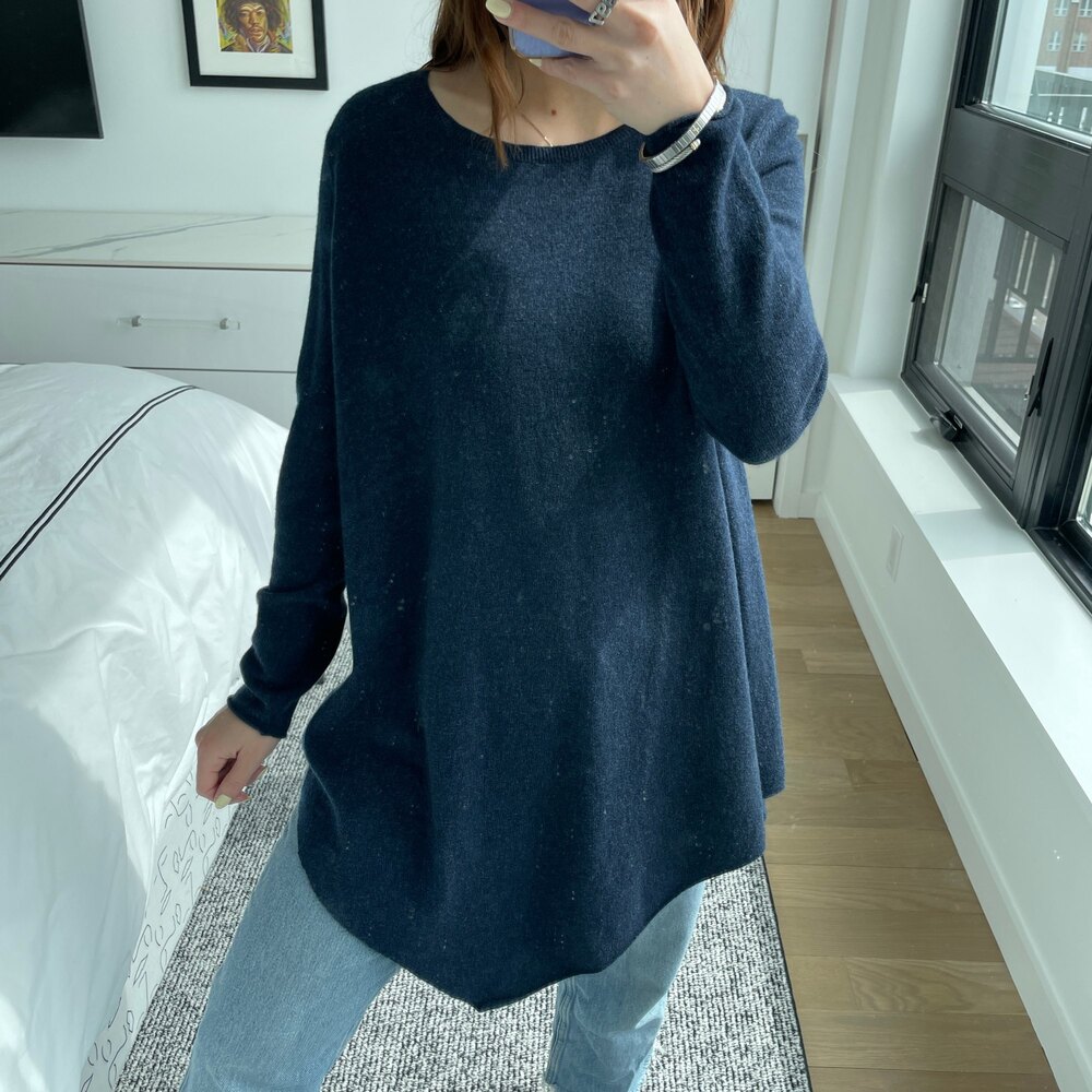 Joie Wool Cashmere Asymmetrical Sweater Tunic Blue Small